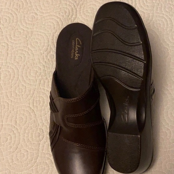 Clarks Bendables comfy brown slip-on clogs mules - Picture 4 of 6